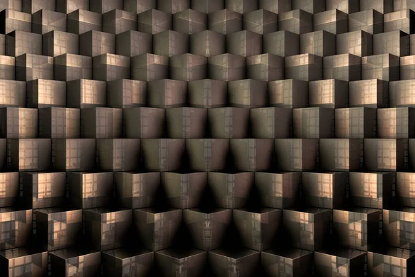 Background Texture Abstraite Minimaliste Avec Nombreuses Rangées Métalliques Cubes Volumétriques — Photo