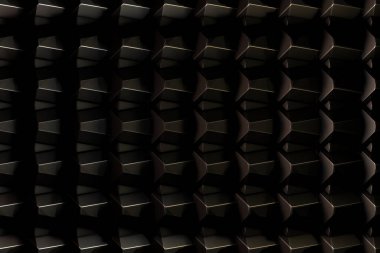 Beyaz ışıkta uzanan birçok hacim küpü / pentahedron içeren 3 boyutlu soyut minimalist doku. Animasyon. Mobil briket duvar