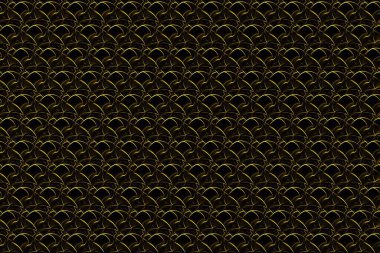 Tek renkli ve altın rengi 3D soyut minimalizm dokusu. Birçok geometrik detay, uzay yansıması, köşeler ve kradratlar, duvar dekorasyonu