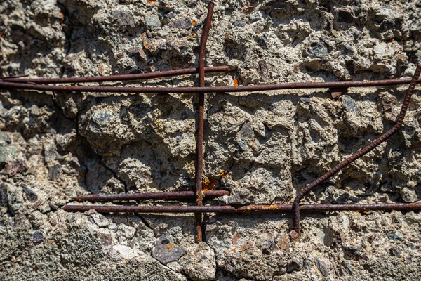 Texture Stone Wall Flooring Concrete Destruction Metal Corrosion Rusty Antiquity — Stock Photo, Image