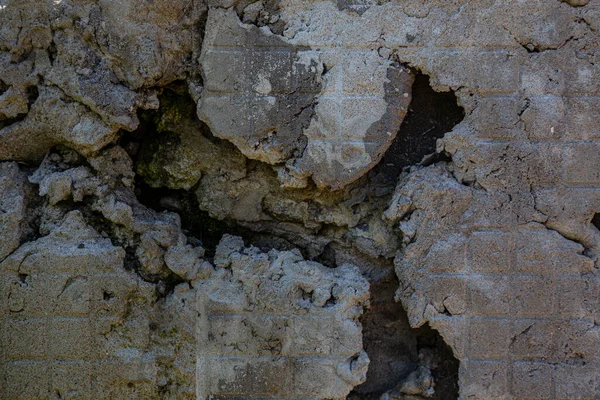 Textúra Egy Kőfal Padló Beton Megsemmisítése Fém Korrózió Rozsdás Ókor — Stock Fotó