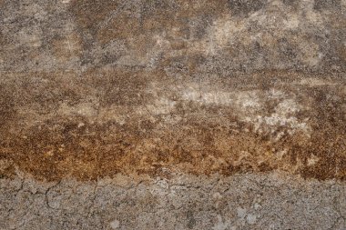 Taş duvar dokusu, zemin, beton yıkım, metal aşınma ve paslı antika, demirin ve zeminin temelleri, yongalar ve boya lekeleri.
