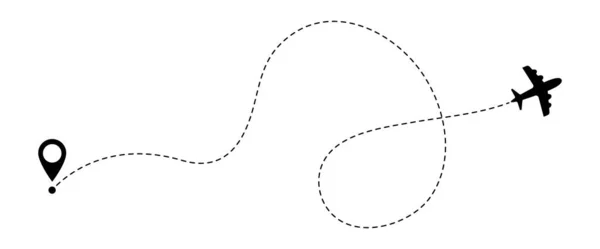飞机航线航迹矢量图标，起点跟踪和冲刺线跟踪 — 图库矢量图片