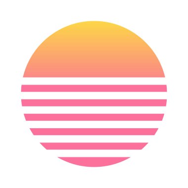 90 'ların poster elektro güneş alanı vintage ızgara günbatımı simgesi.