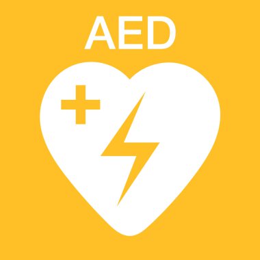 AED sembol simgesi. Kalp ilk yardım defibrilatörü işareti.