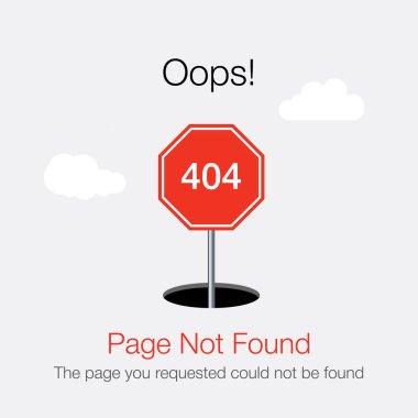 Web sitesi için 404 hata sayfası şablonu. 404 uyarı düz tasarım.
