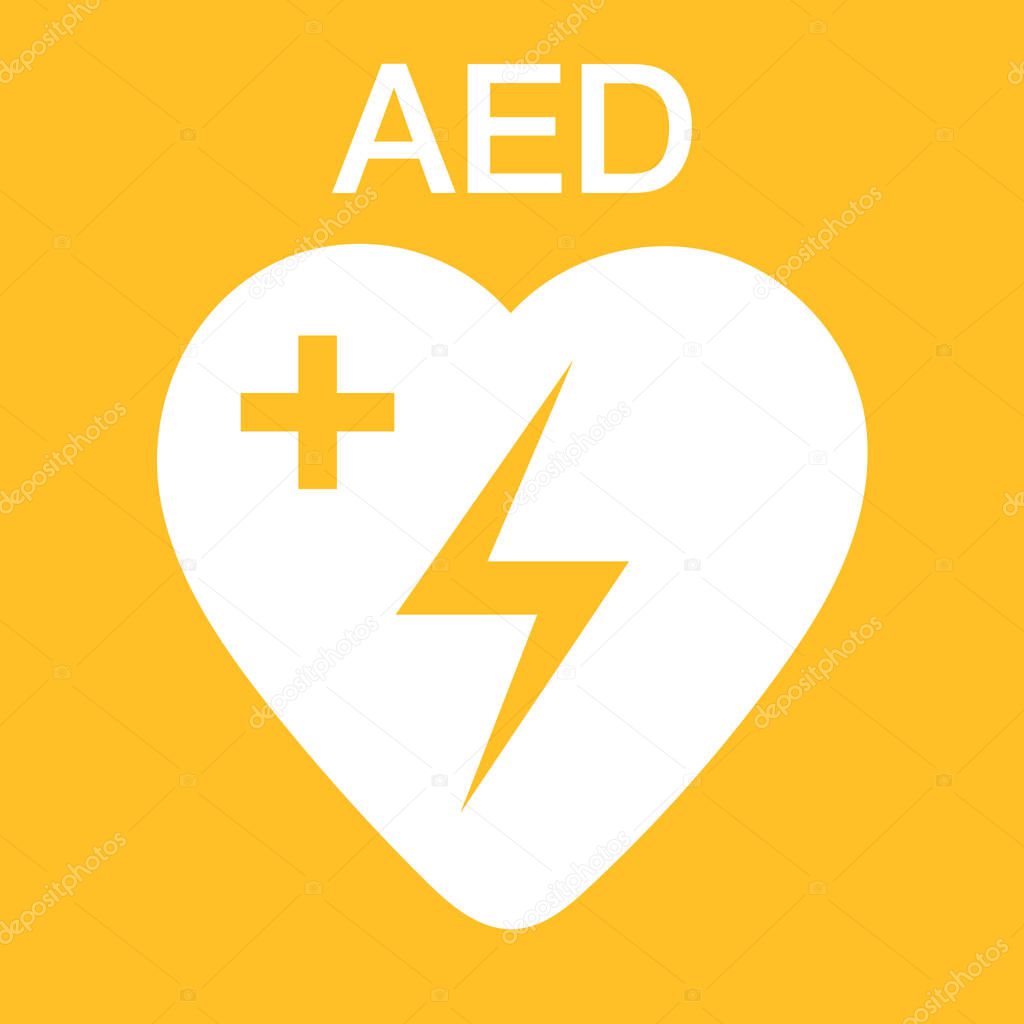 Automated external device for heart attack logo.