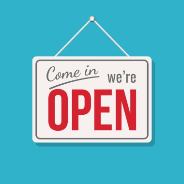 Açık işaret iş vektör dükkânı simgesi.