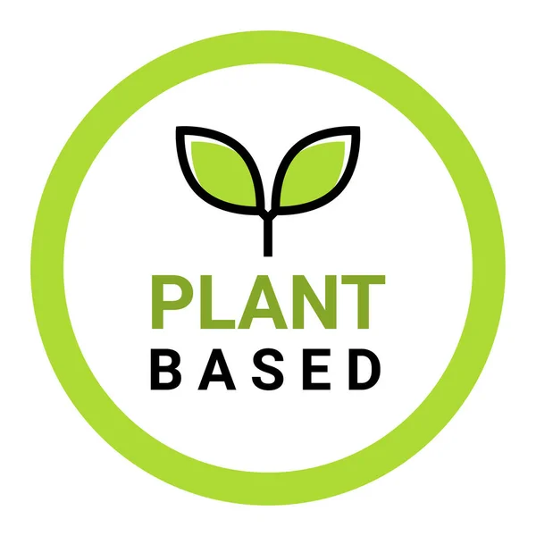 Plant based vegan badge eco icon. — Stock Vector