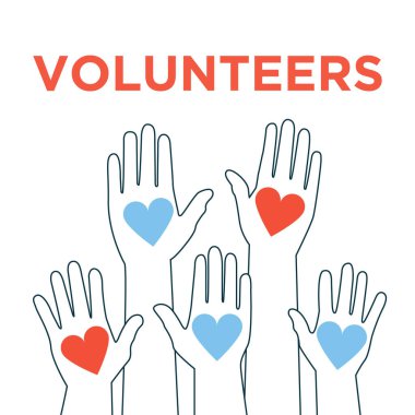 Gönüllü vektör ikonu kalp bakım ekibi.