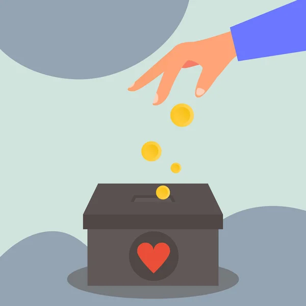 Caixa de caridade com um coração nela. — Vetor de Stock