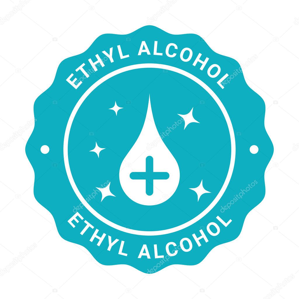 Dermatologically tested vector label with water drop, leaf and hand logo.