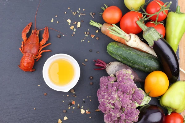 Hortalizas en pizarra - cosecha de otoño . — Foto de Stock