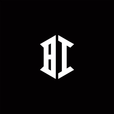Kalkan şekilli BI logo monogramı şablon vektör simgesi modern dizayn eder