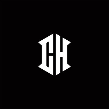 Kalkan şekilli CH logo monogramı şablon vektör simgesi modern dizayn eder