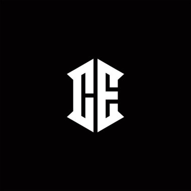 Kalkan şekilli CE logo monogramı şablon vektör simgesini modern olarak dizayn etti