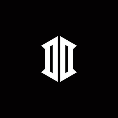Kalkan şekilli DD Logo monogramı şablon vektör simgesini modern tasarlar