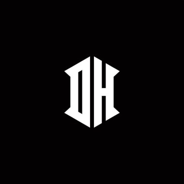 Kalkan şekilli DH logo monogramı şablon vektör simgesini modern tasarlar