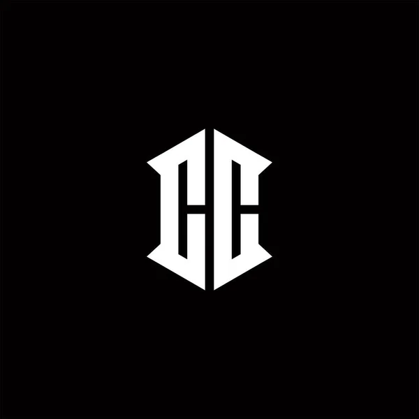 Kalkan şekilli CC logo monogramı şablon vektör simgesini modern tasarlar