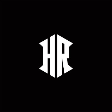 Kalkan şekilli HR logo monogramı şablon vektör simgesini modern tasarlar