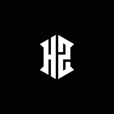 Kalkan şekilli HZ logo monogramı şablon vektör simgesini modern tasarlar