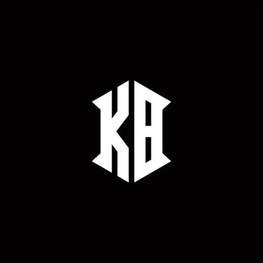 Kalkan şekilli KB logo monogramı şablon vektör simgesini modern tasarlar
