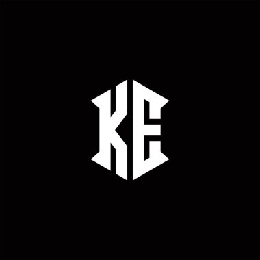 Kalkan şekli şablon vektör simgesi modern olan KE logo monogramı