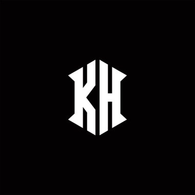 Kalkan şekli ile KH logo monogramı şablon vektör simgesini modern tasarlar