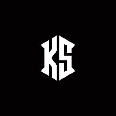 Kalkan şekli ile KS Logo monogramı şablon vektör simgesi modern dizayn eder