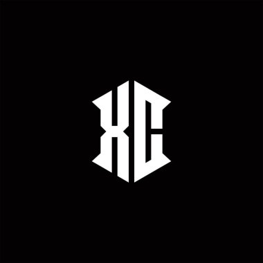 Kalkan şekilli XC logo monogramı şablon vektör simgesini modern tasarlar