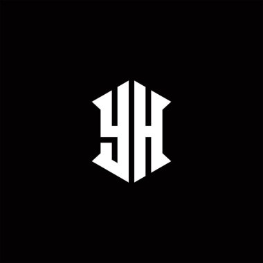 Kalkan şekilli YH logo monogramı şablon vektör simgesini modern tasarlar