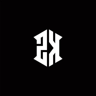 Kalkan şekilli ZK logo monogramı şablon vektör simgesini modern tasarlar
