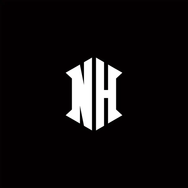 带有盾形设计模板向量图标的Nh Logo主题图 — 图库矢量图片
