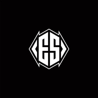 Kalkan şekilli ES logo monogramı şablon vektör simgesi modern dizayn eder