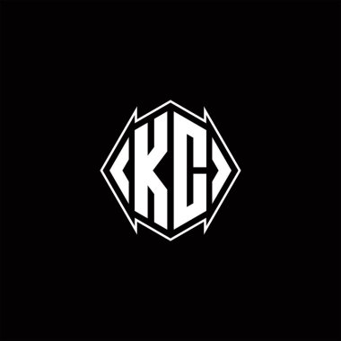 Kalkan şekilli KC logo monogramı şablon vektör simgesini modern tasarlar