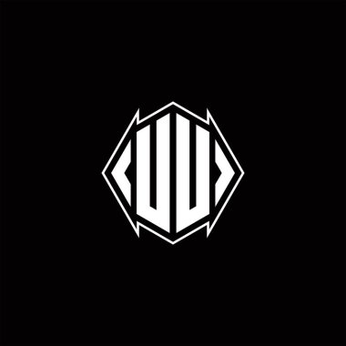 Kalkan şekilli UU logo monogramı şablon vektör simgesini modern tasarlar