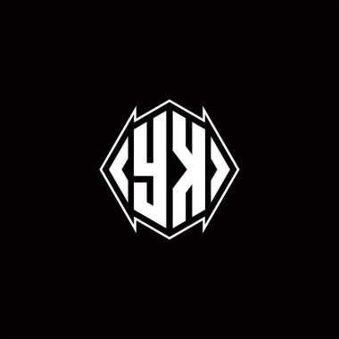Kalkan şekilli YK logo monogramı şablon vektör simgesini modern tasarlar