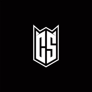 Kalkan şekilli CS Logo monogramı şablon vektör simgesini modern tasarlar