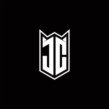 Kalkan şekilli JC logo monogramı şablon vektör simgesini modern tasarlar