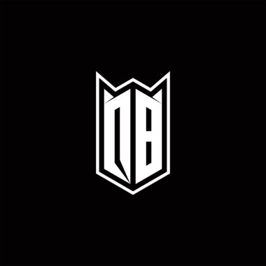 Kalkan şekilli QB logo monogramı şablon vektör simgesini modern tasarlar