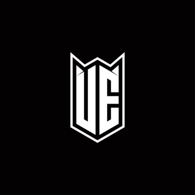 Kalkan şekilli UE logo monogramı şablon vektör simgesini modern tasarlar