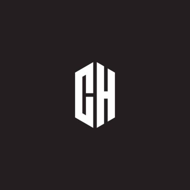 Siyah arkaplanda izole edilmiş altıgen biçimli tasarım şablonu içeren CH logo monogramı