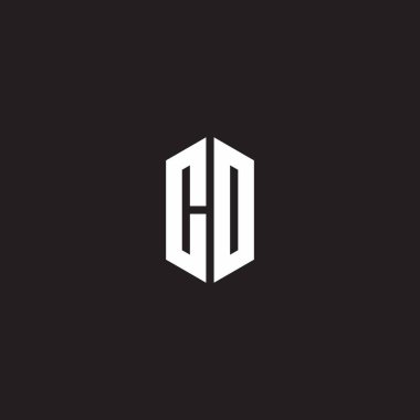 Siyah arkaplanda izole edilmiş altıgen biçimli tasarım şablonu ile CO Logo monogramı