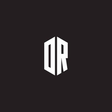 Siyah arkaplanda izole edilmiş altıgen biçimli tasarım şablonu içeren DR Logo monogramı