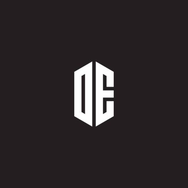 Siyah arkaplanda izole edilmiş altıgen biçimli tasarım şablonu ile DE Logo monogramı