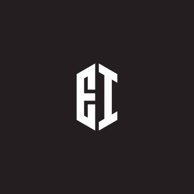 Siyah arkaplanda izole edilmiş altıgen biçimli tasarım şablonu olan el logosu monogramı