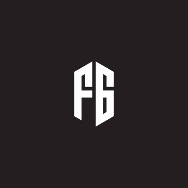 Siyah arkaplanda izole edilmiş altıgen biçimli tasarım şablonu ile FG Logo monogramı