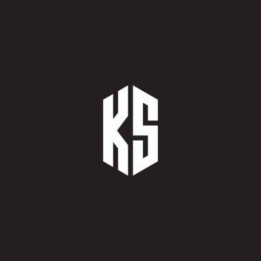 Siyah arkaplanda izole edilmiş altıgen biçimli tasarım şablonu ile KS Logo monogramı