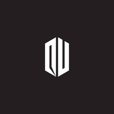 Siyah arkaplanda izole edilmiş altıgen biçimli tasarım şablonu olan OU Logo monogramı