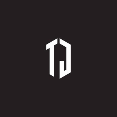 Siyah arkaplanda izole edilmiş altıgen şekil tasarım şablonu ile TJ logo monogramı